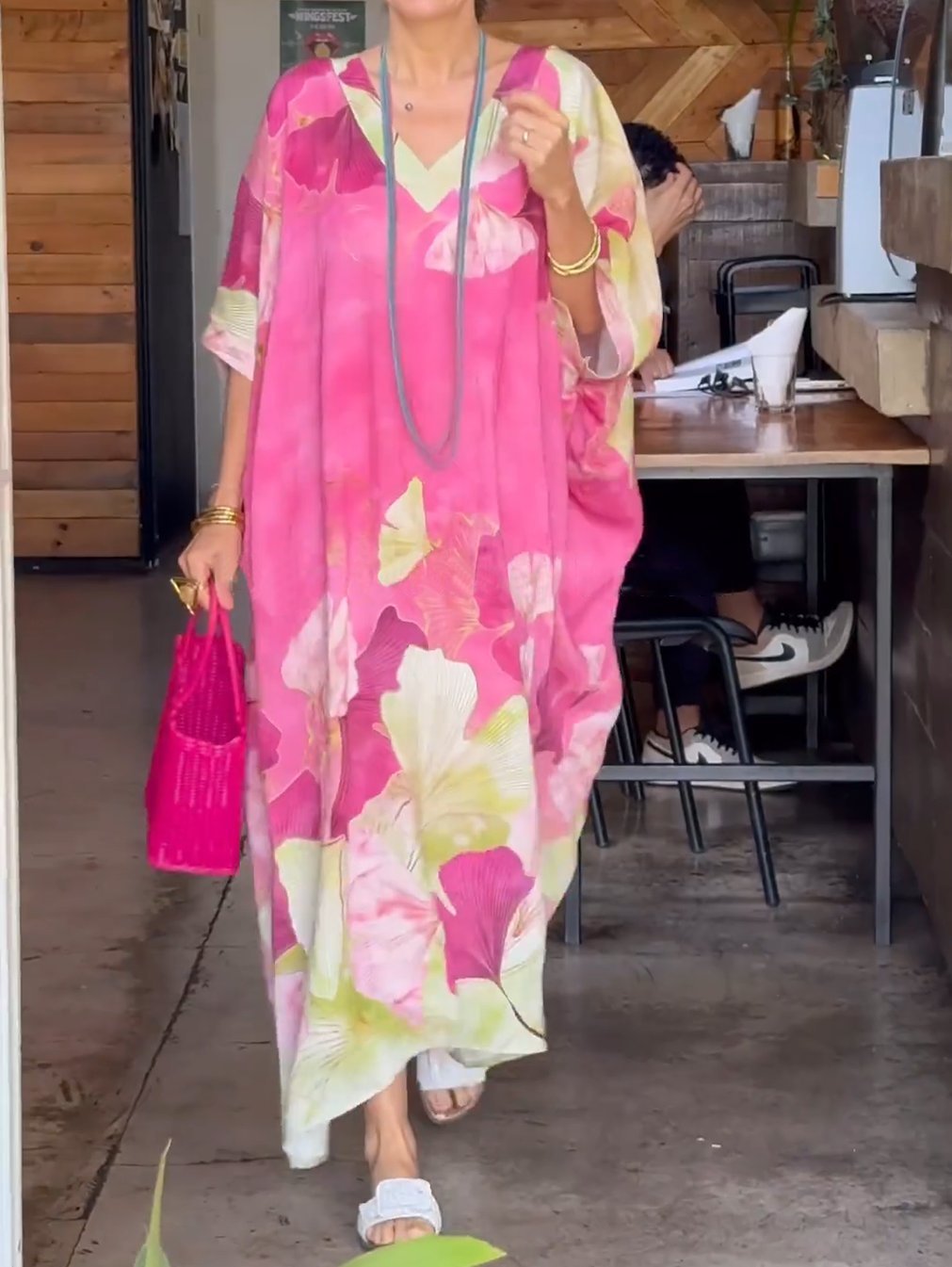 Women's Floral Print Collar Loose Long Dress