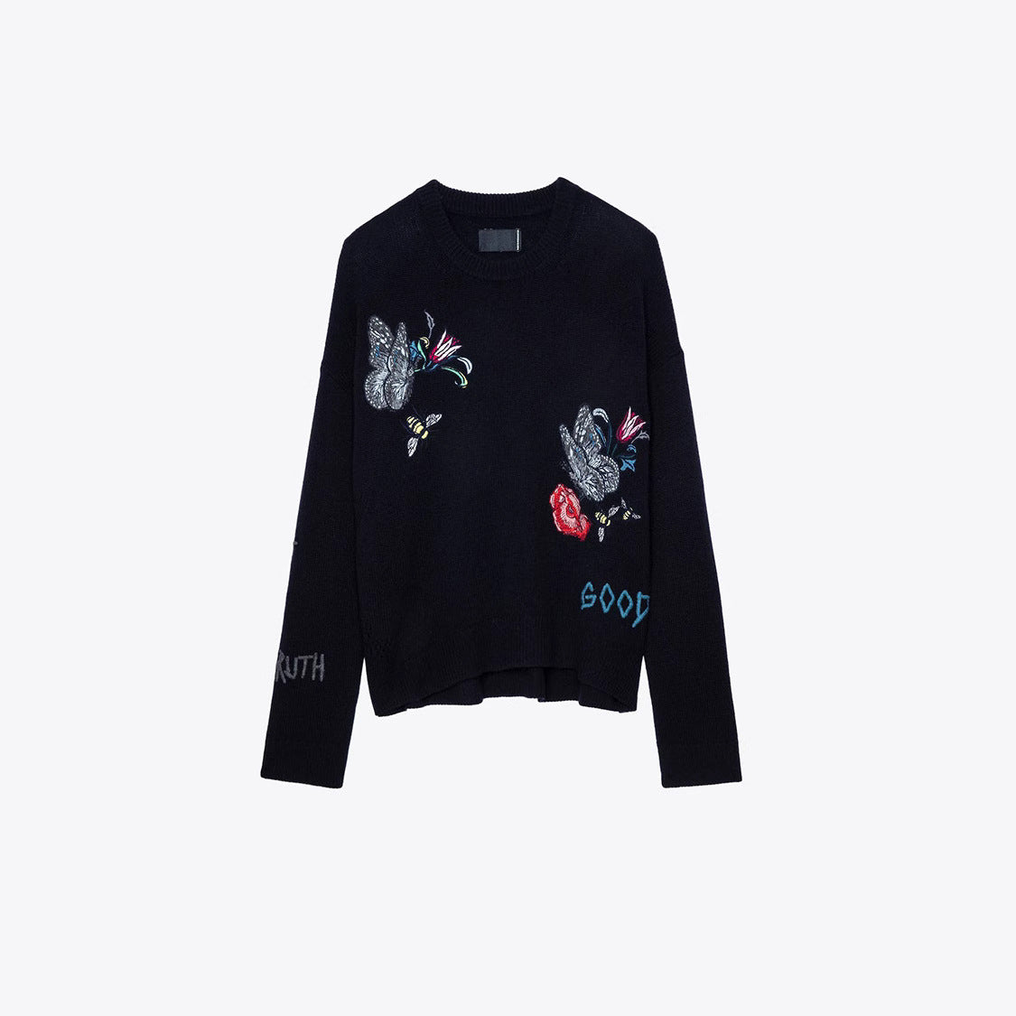 Women's French Niche Butterfly Flower Letter Embroidery Sweaters