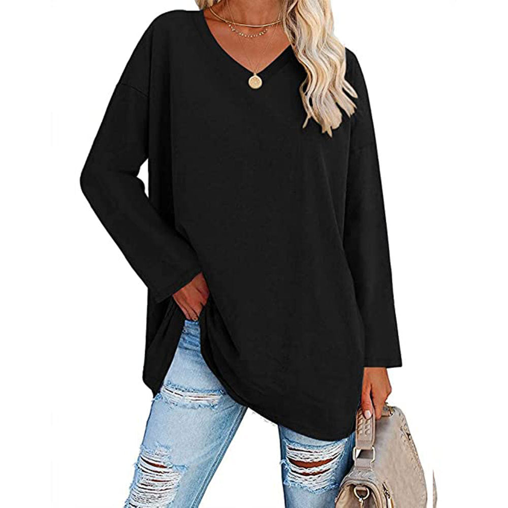 Women's Oversized T-shirt Color Loose Shoulder Sleeve Blouses