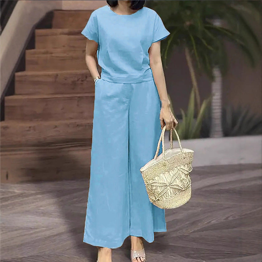 Women's Sleeve Shirt Outfit Urban Chic Sportswear Loose Trousers Summer Fashion Casual Suit