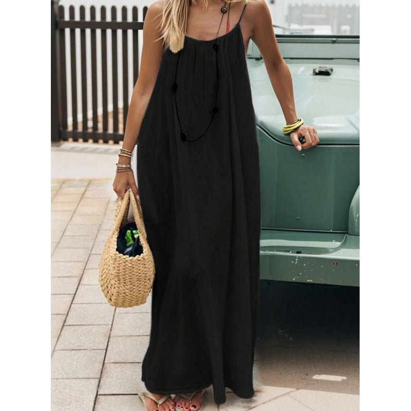 Pretty Casual Solid Color Halter Hem Dress