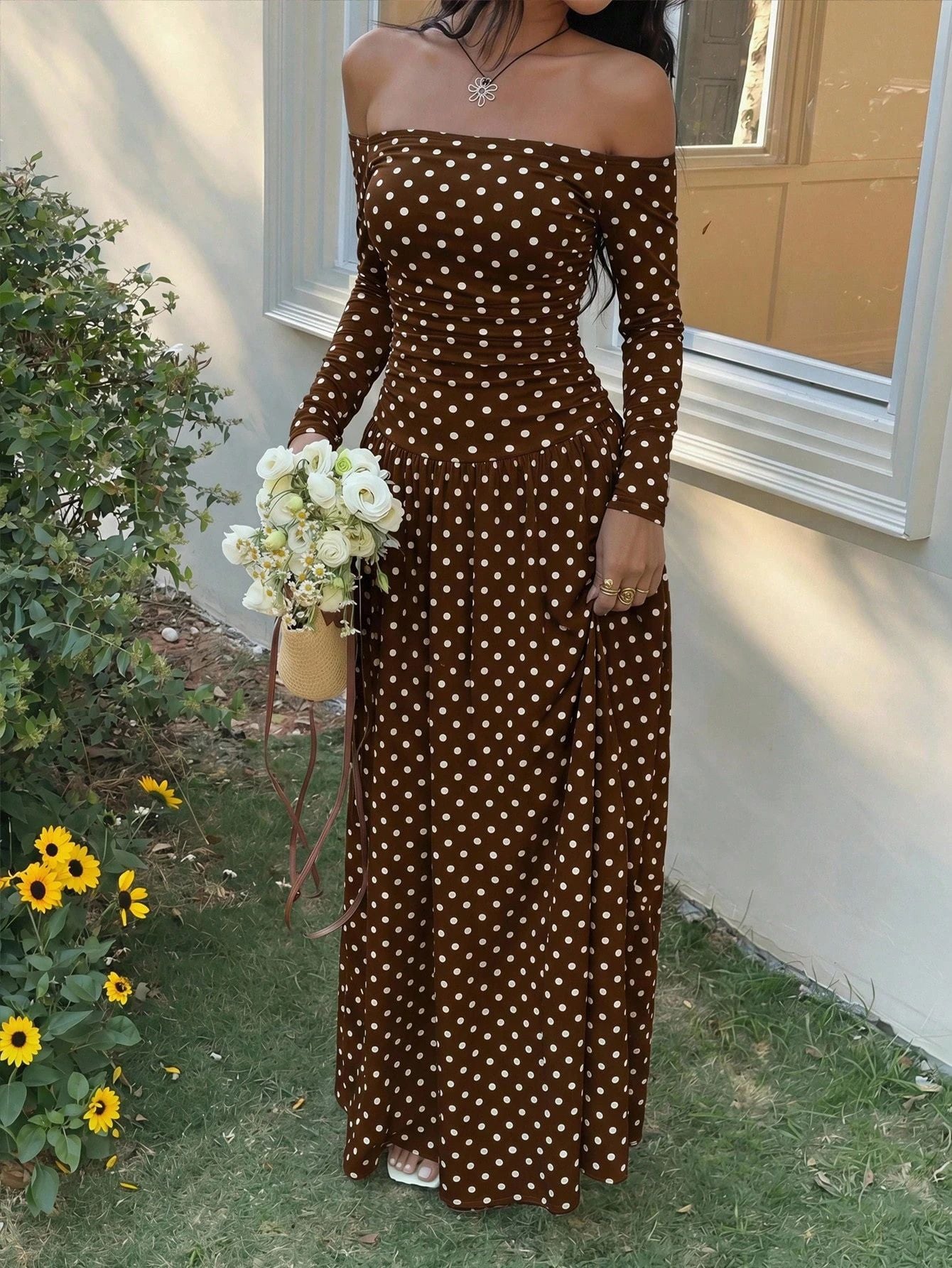 Women's Elegant Long-sleeved For Waist Fitted Figure Dress