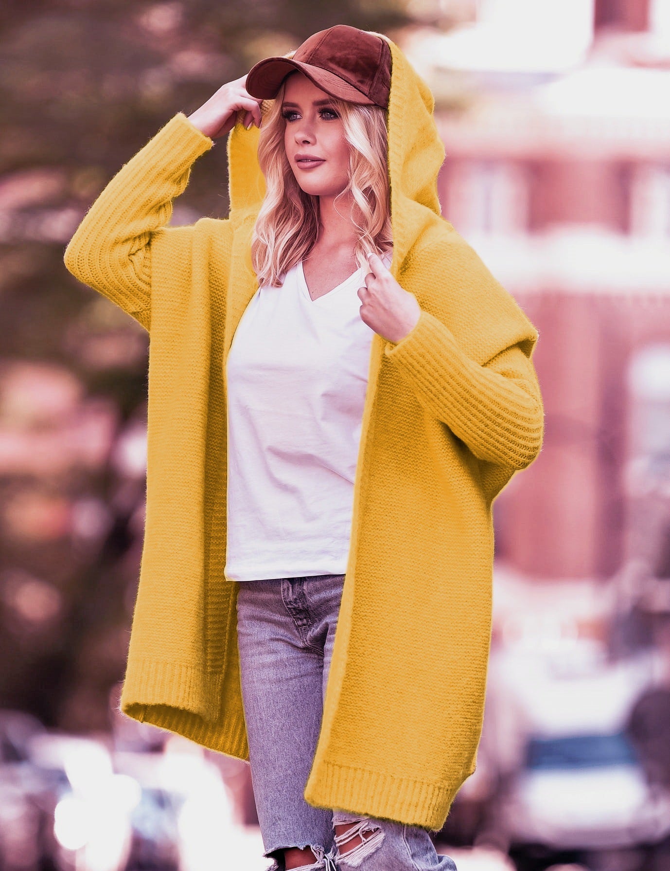 Hooded Hat Collar Temperament Commute Bat Loose Knitwear