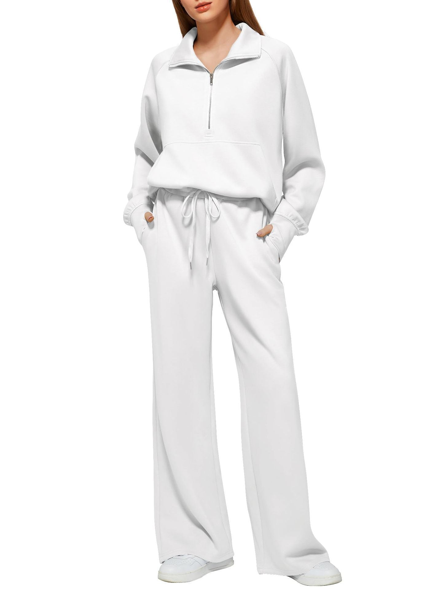 Women's Two-piece Zip Sweatshirt Wide Leg Track Fashion Casual Suit