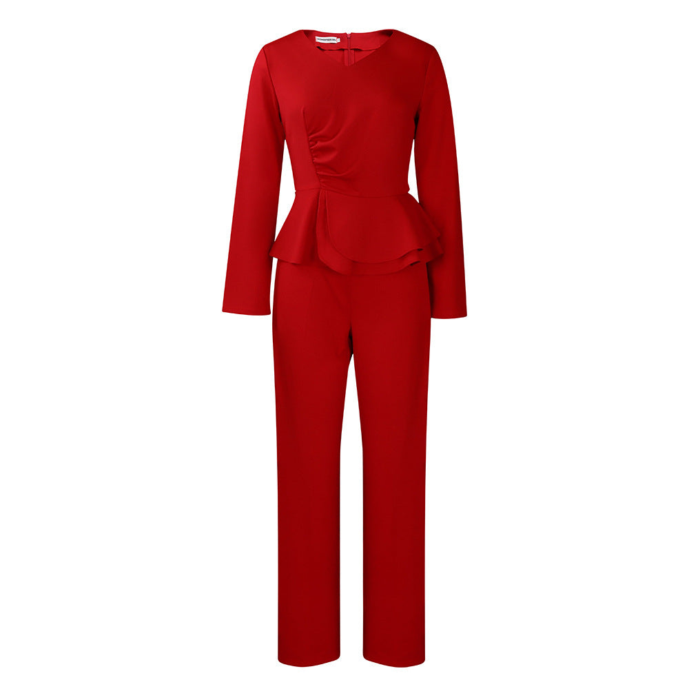 Pretty Charming Innovative Unique Ruffles Two-piece Fashion Casual Suit