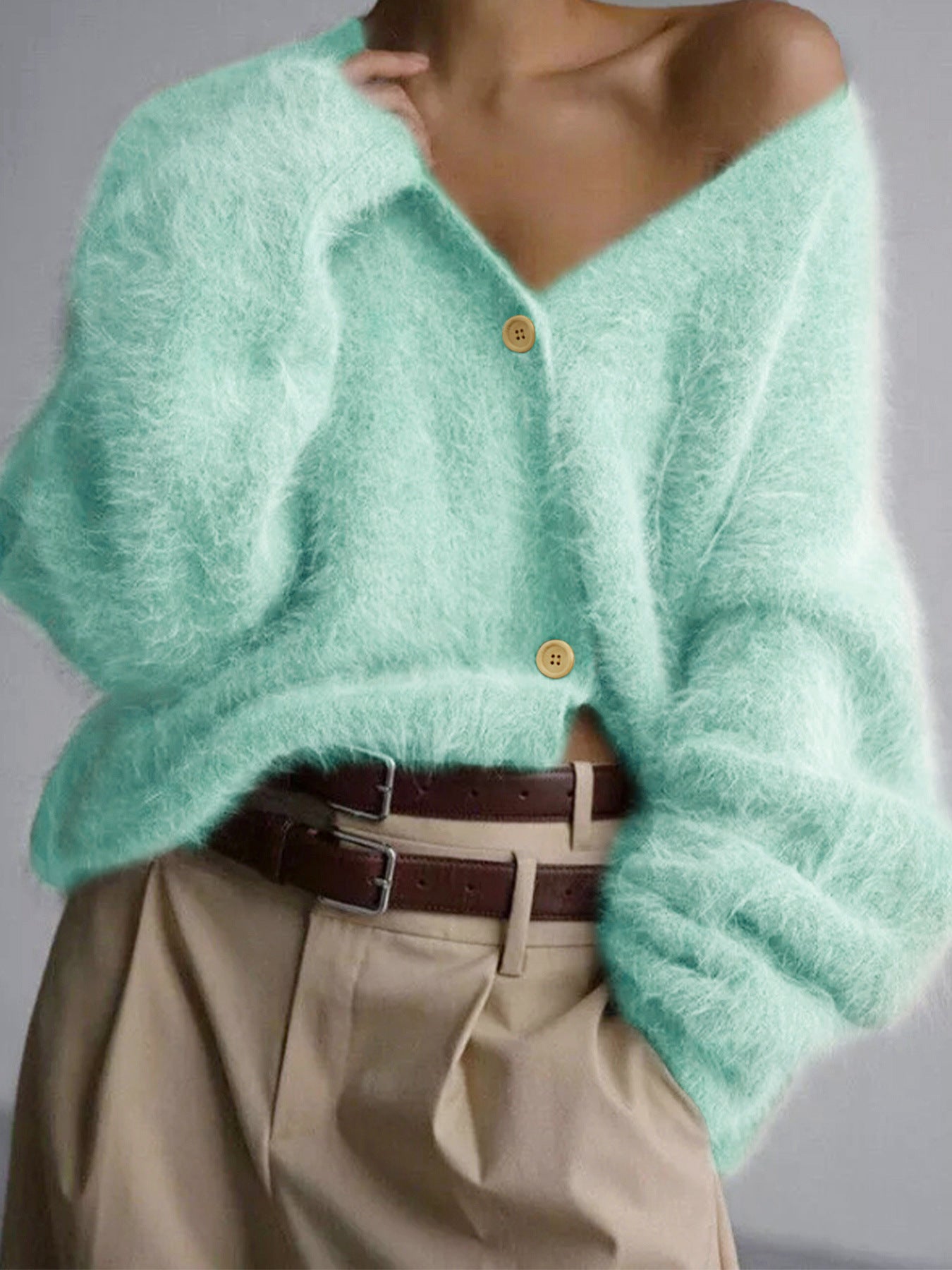 Slouchy Source Knitted Buttons Long Sleeve Knitwear