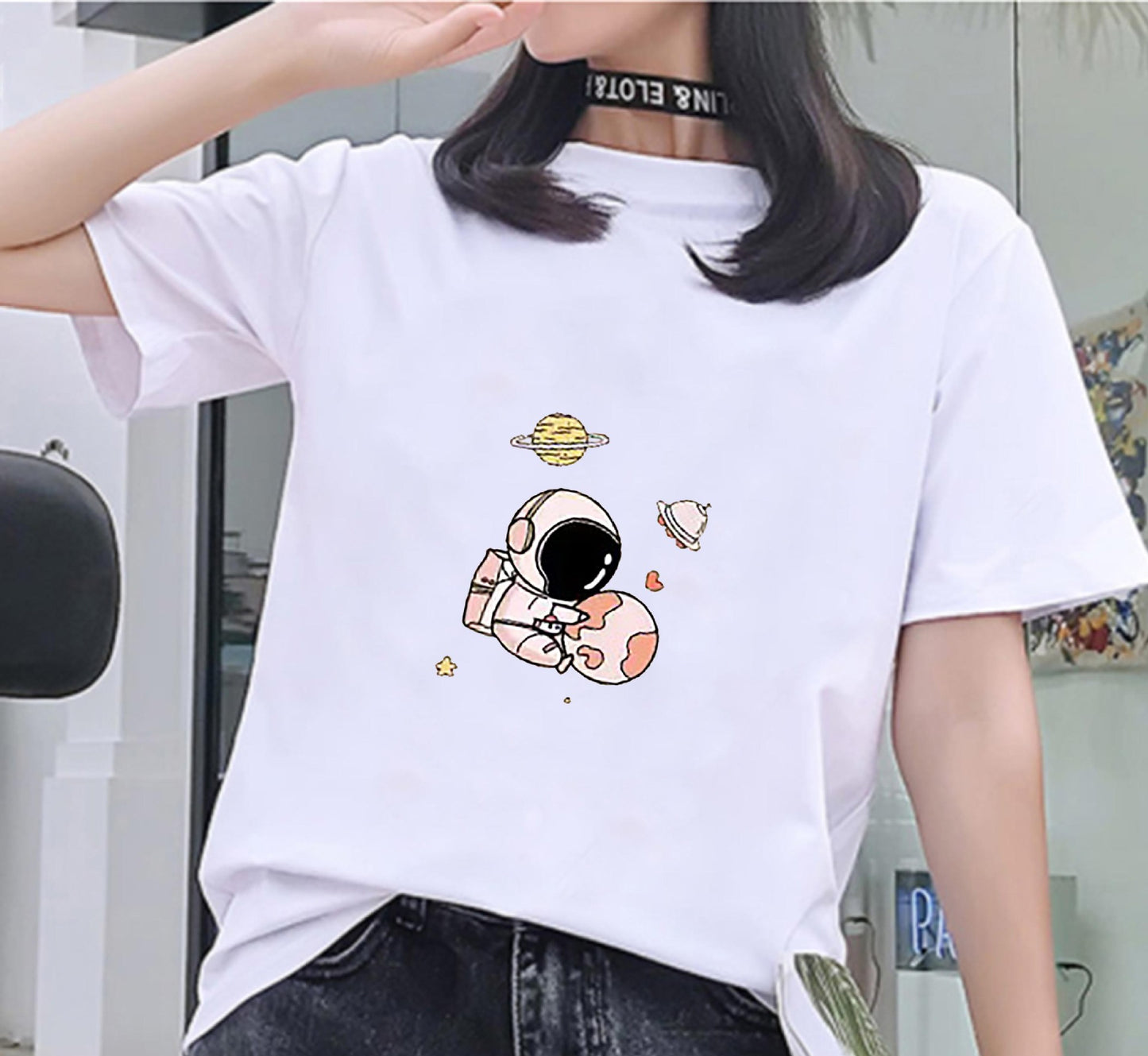 Women's T-shirt Summer Letters Korean Style Loose Blouses