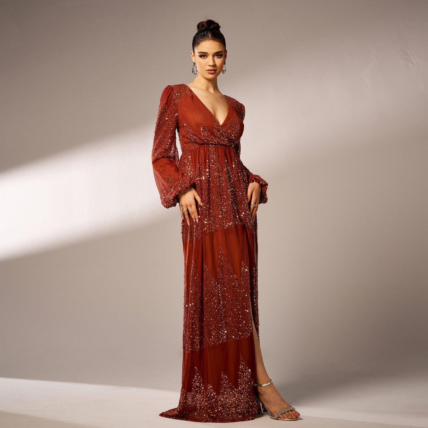 Women's Long Sleeve Elegant Sexy Sequined Banquet Dresses