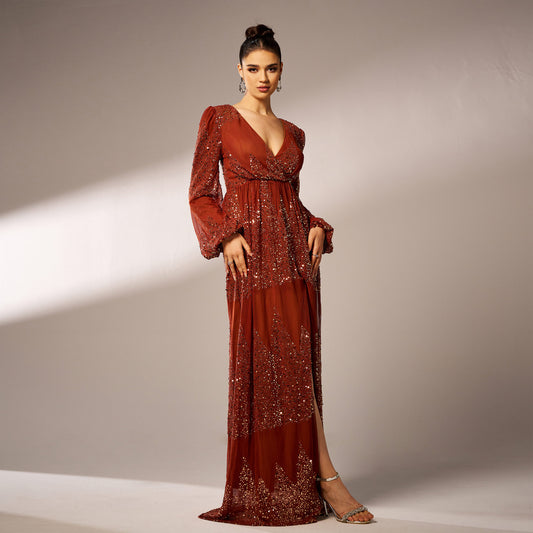 Women's Long Sleeve Elegant Sexy Sequined Banquet Dresses