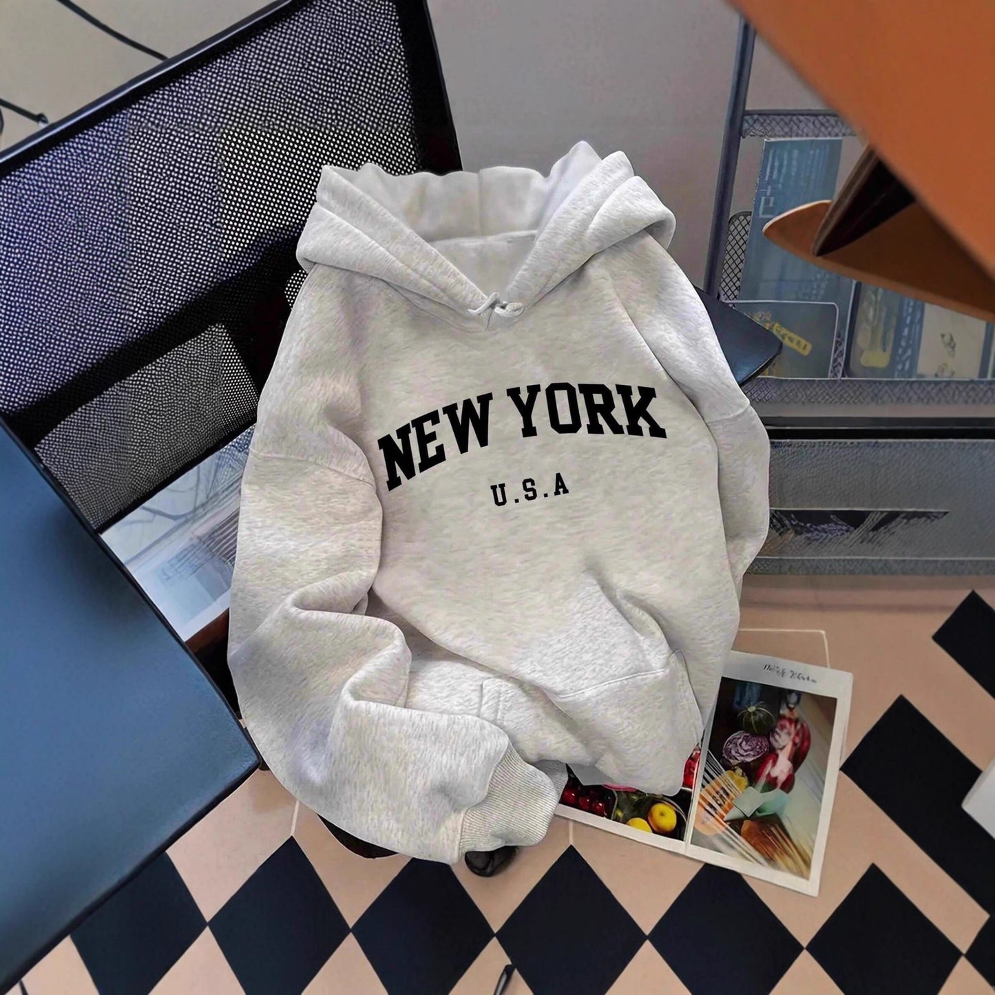 Women's Casual Home Heat Transfer Patch Printed Letters Loose-fitting Hoodie Women's Sweater, Sweater