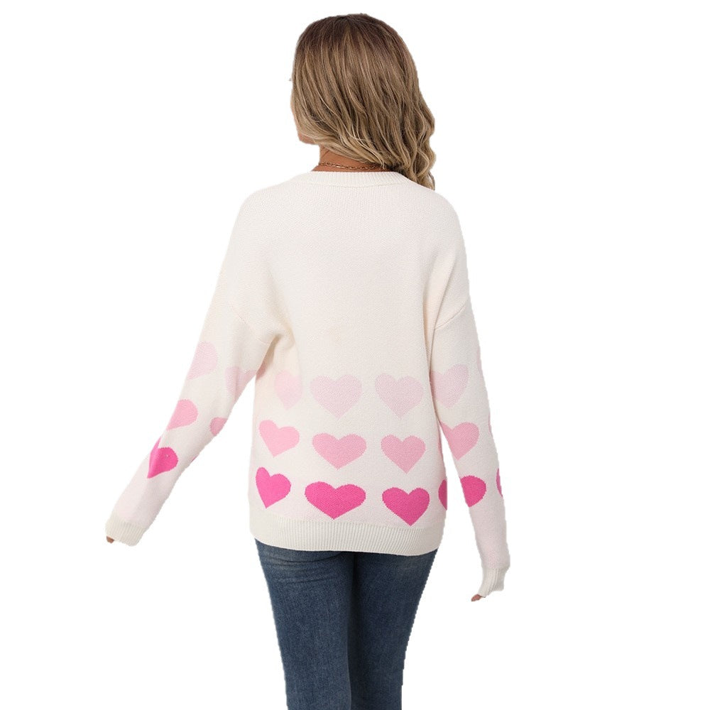 Love Large Pullover Round Neck Knitted Peach Sweater