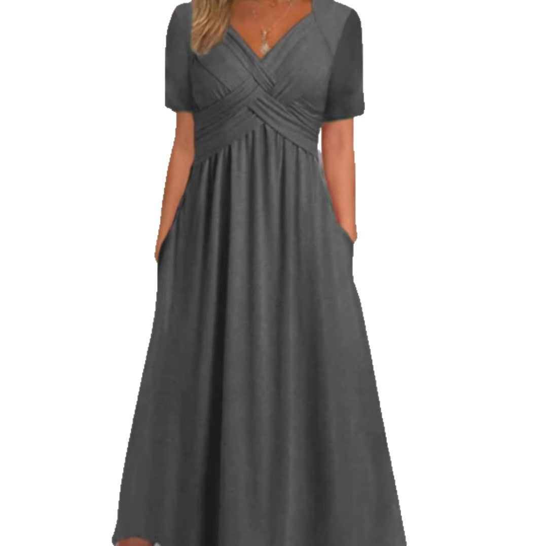 Women's Spring Personality Solid Color Sleeve Pocket Clothing