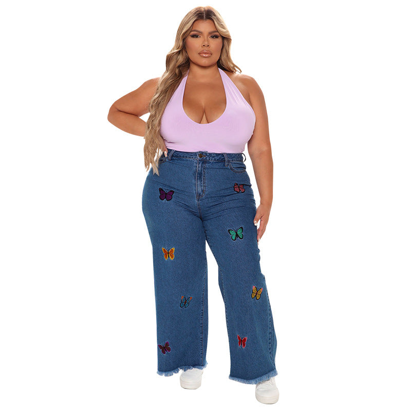 Women's Cool Autumn Embroidered Washed Sexy Jeans
