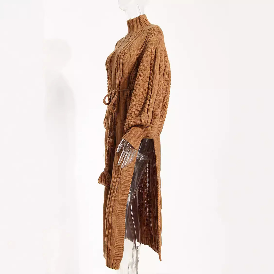 Stand-up Collar Spring Side Slit Knitted Dress Dresses