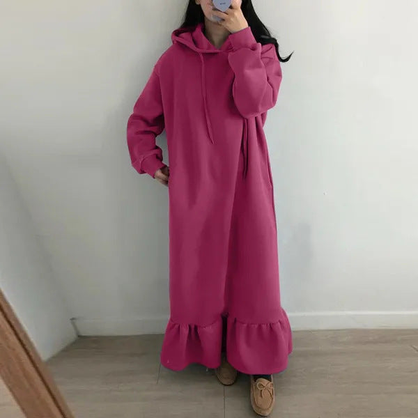 Fleece-lined Hooded Base Hoodie Straight Pocket Loose Plus Size