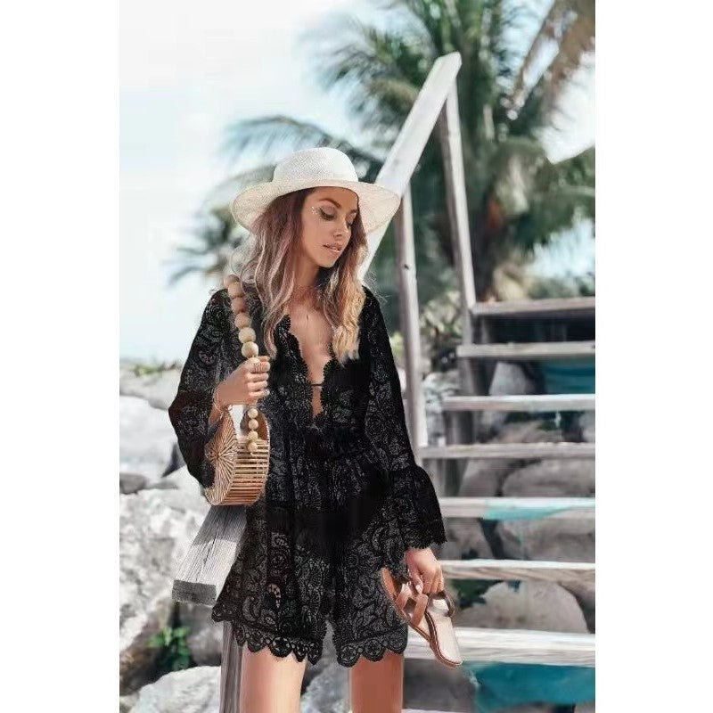 Bikini Sexy Sun Protection Shirt Lace Blouses