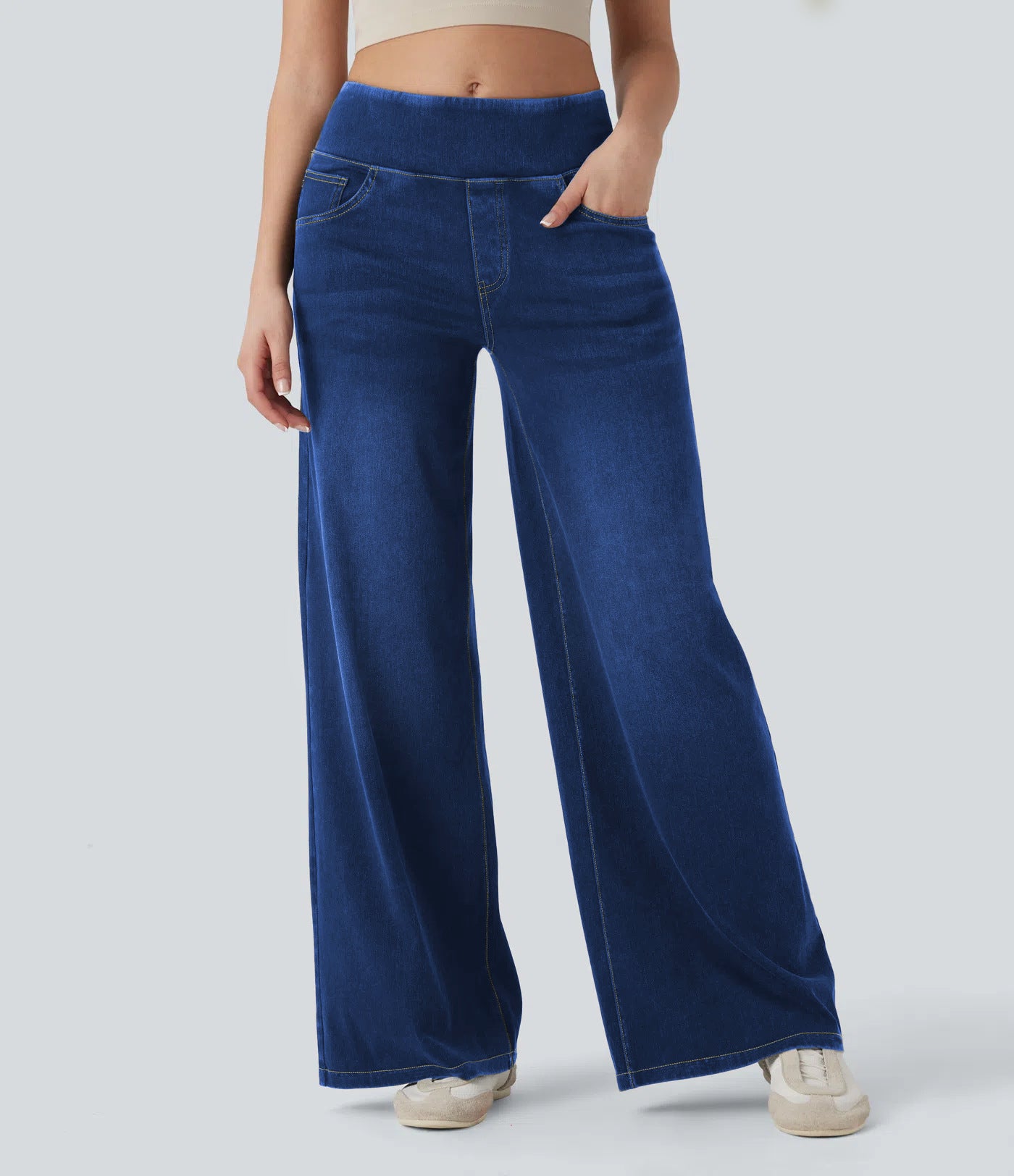 Women's Loose Zip Wide Leg Slim Fit Jeans