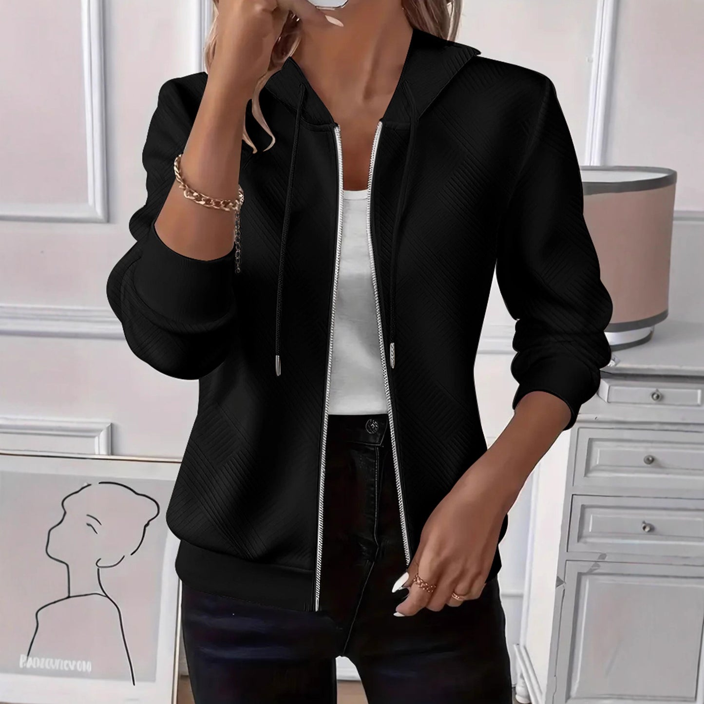 Women's Solid Color Long Sleeve Knitted Zipper Women's Sweater, Sweater