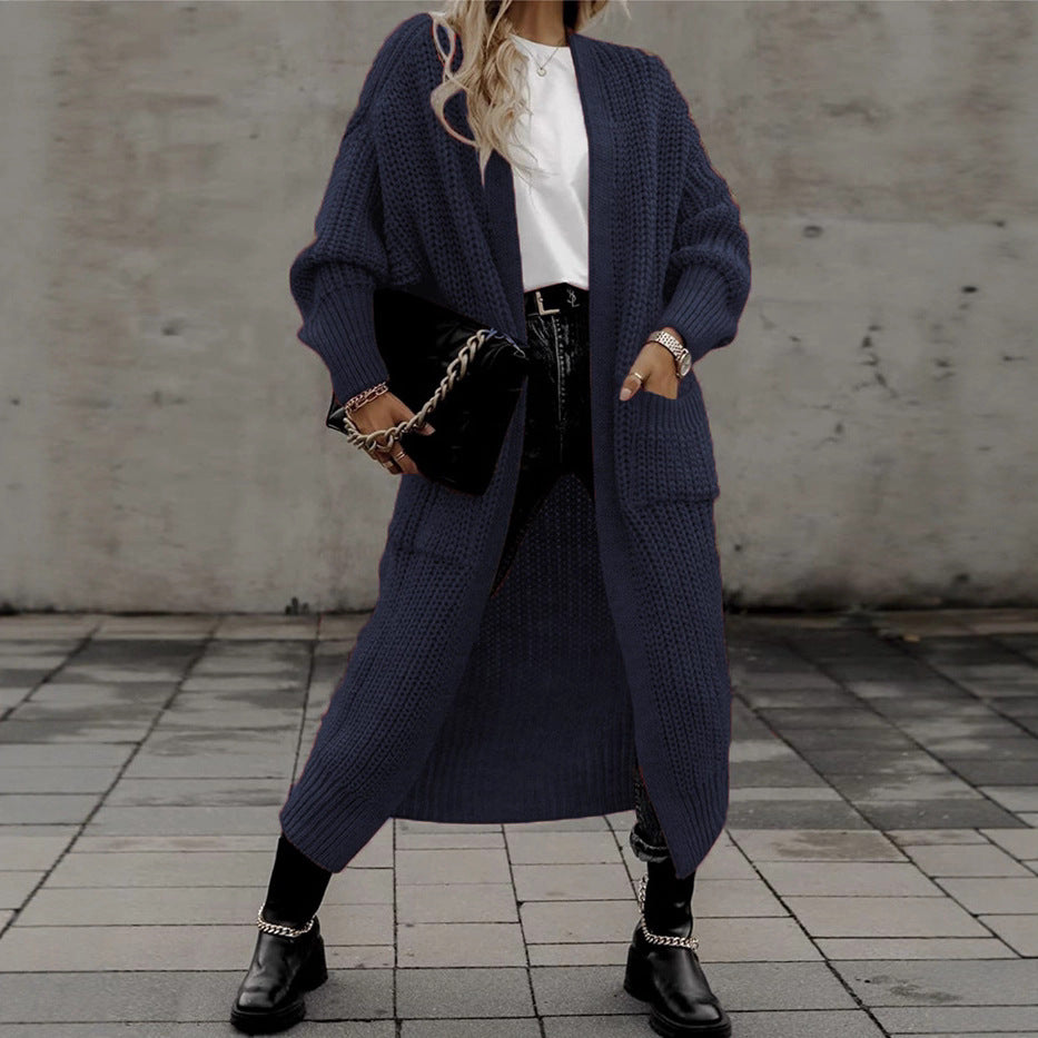 Women's Long Pocket Oversized Knit Loose Women's Sweater