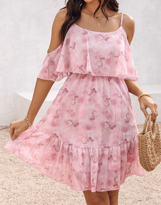 Women's Princess Style Precision Chiffon Printed Strap Dress