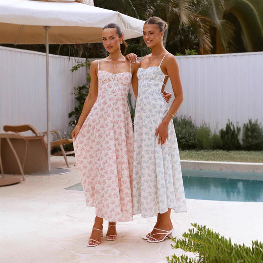 French Style Long Dress Strap Beach For Dresses