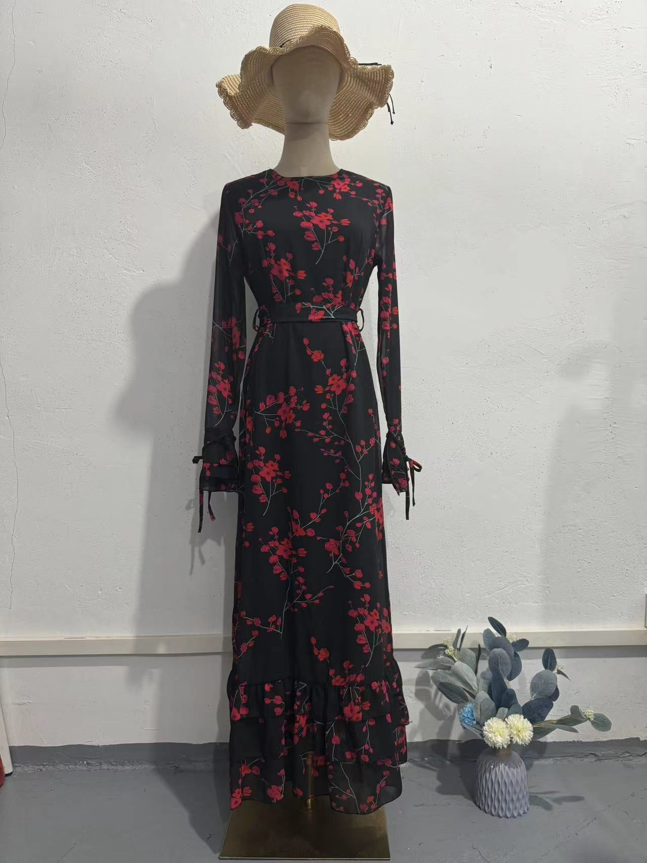 Women's Summer Printed French Floral Retro White Dresses