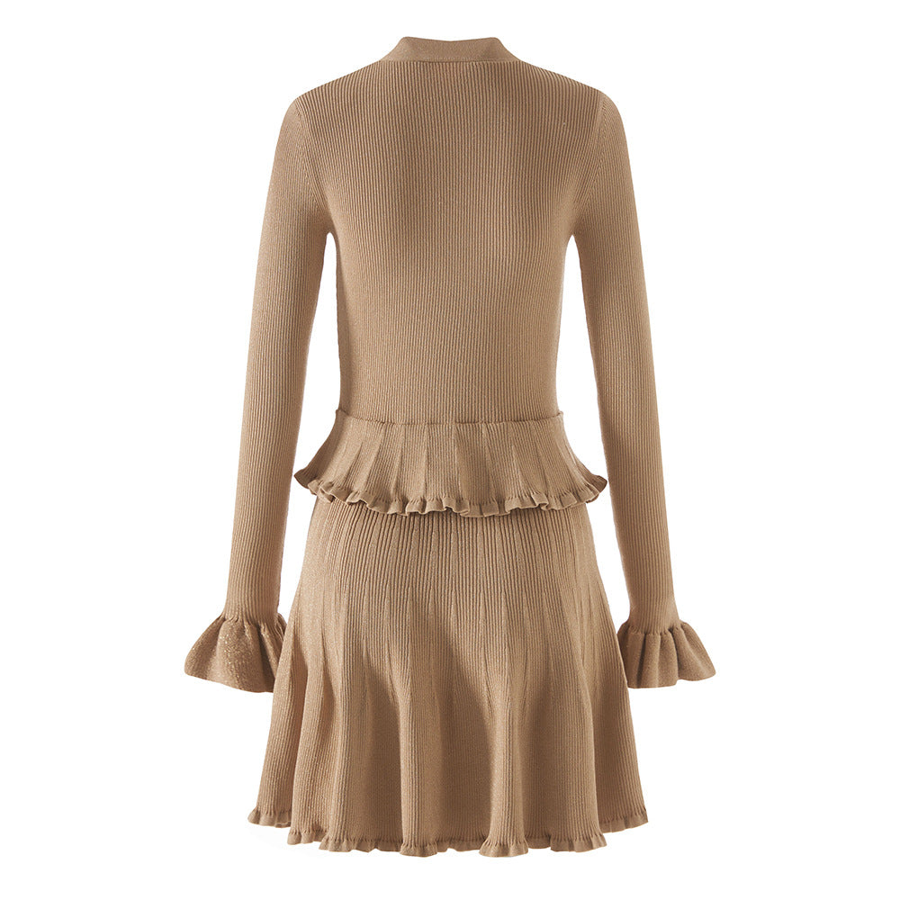 Autumn Long Sleeves Knitted Dress Elegant Dresses