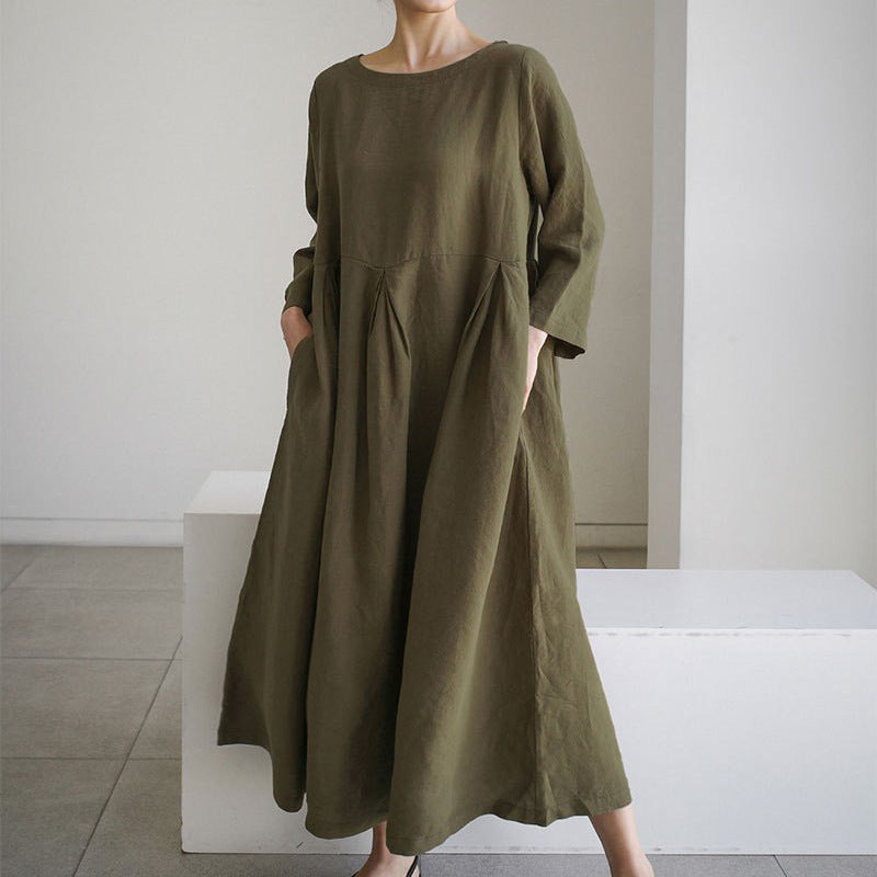 Women's Dress Fat Korean Style Cotton Linen Dresses