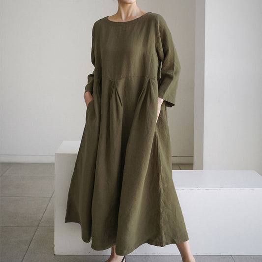 Women's Dress Fat Korean Style Cotton Linen Dresses