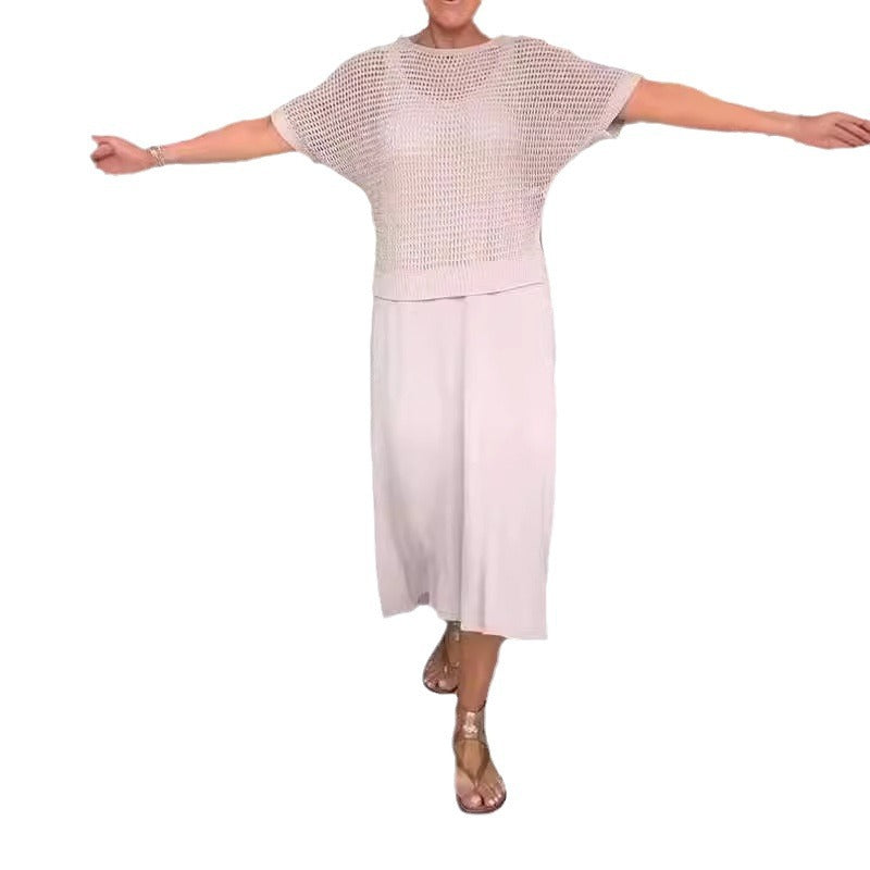 Knitted Empty Dress Casual Solid Color Suits