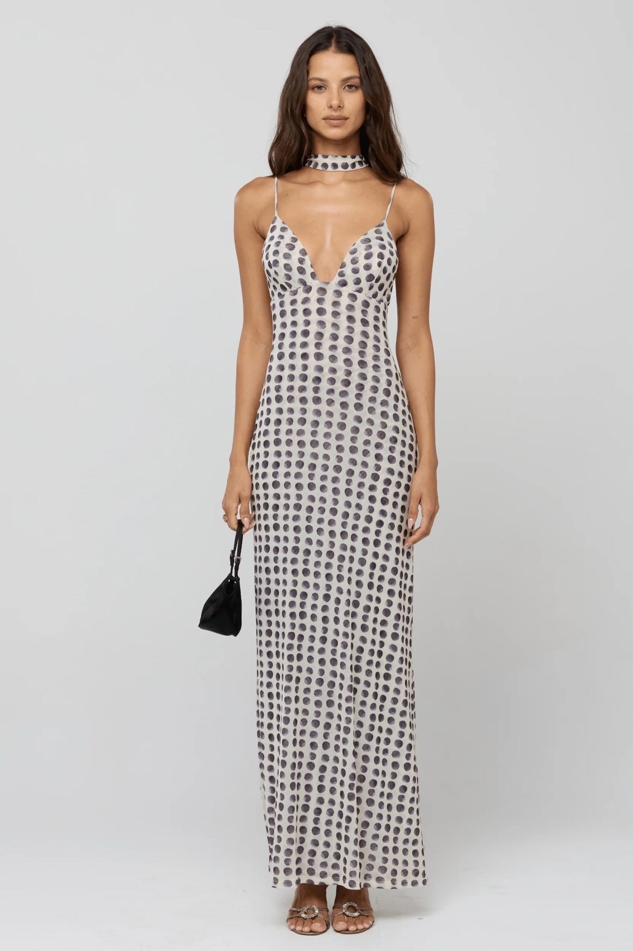 Personalized Trend Street Snap Polka Dot Print Sleeveless Strap High Dress