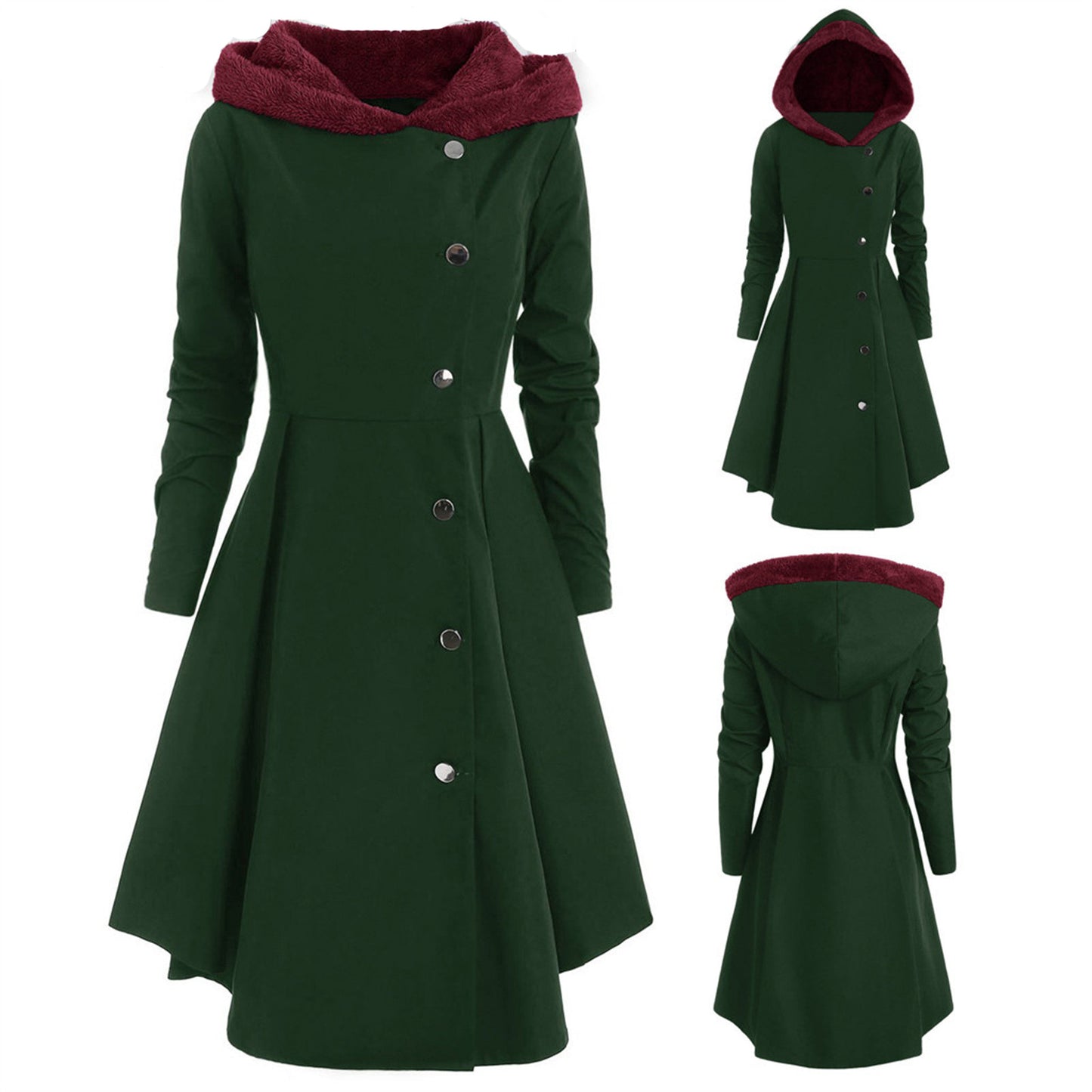 Women's Long Woolen Halloween Style Clothes Christmas Coats