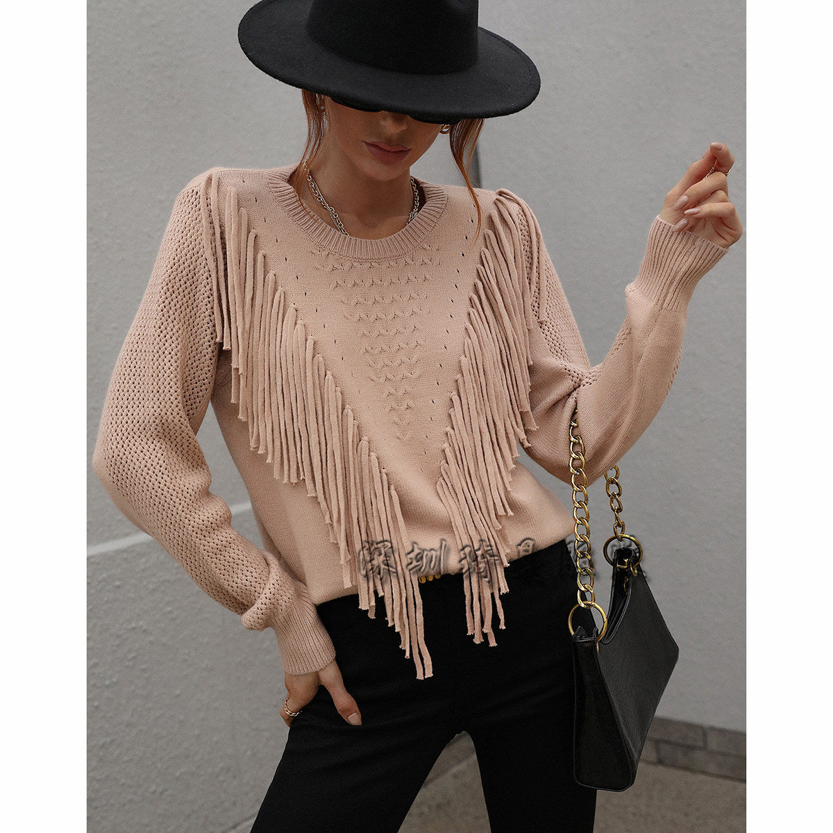 Women's Pullover Loose Solid Color Fashion Tassel Sweaters