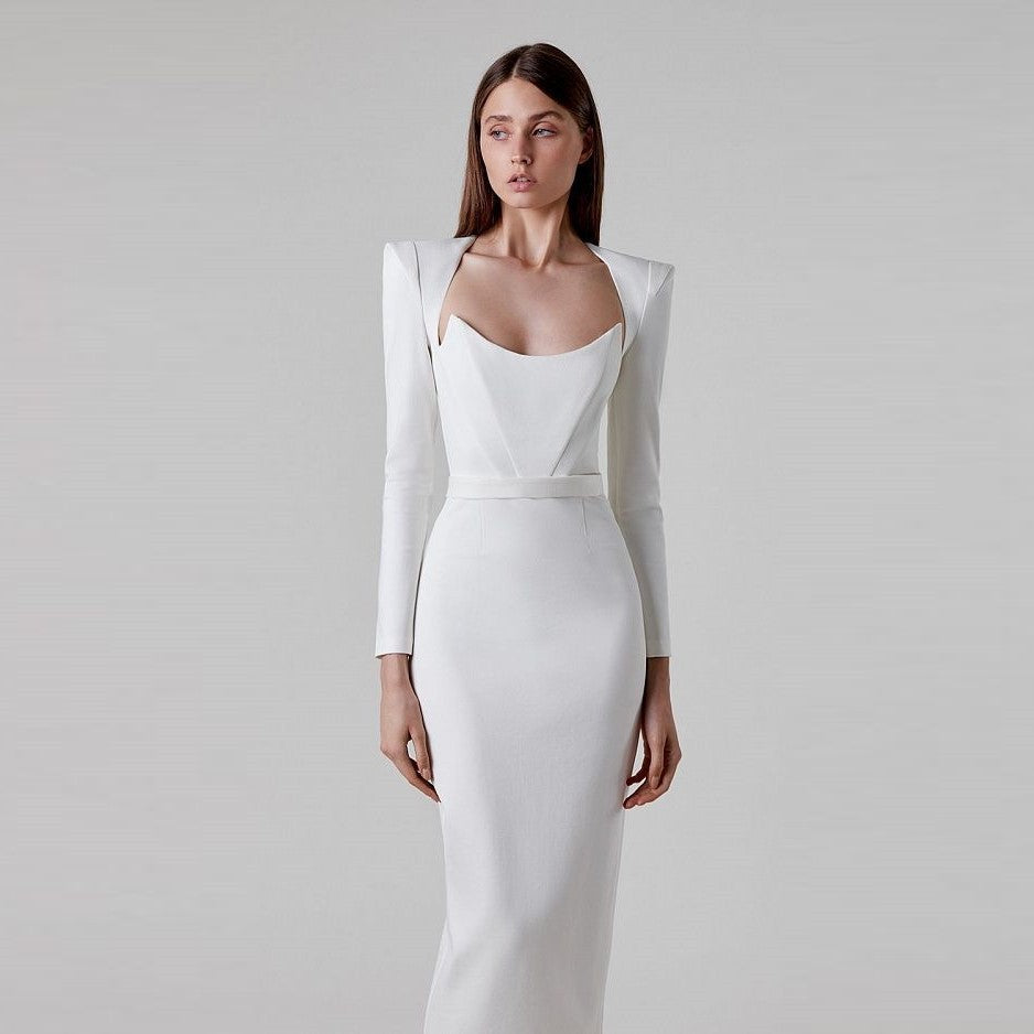 Women's Style Dress Square Collar Horn Shoulder Dresses