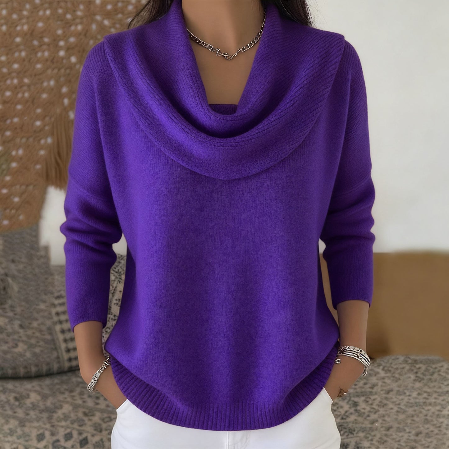 Creative Fashion Women's Solid Color Long-sleeved Women's Sweater