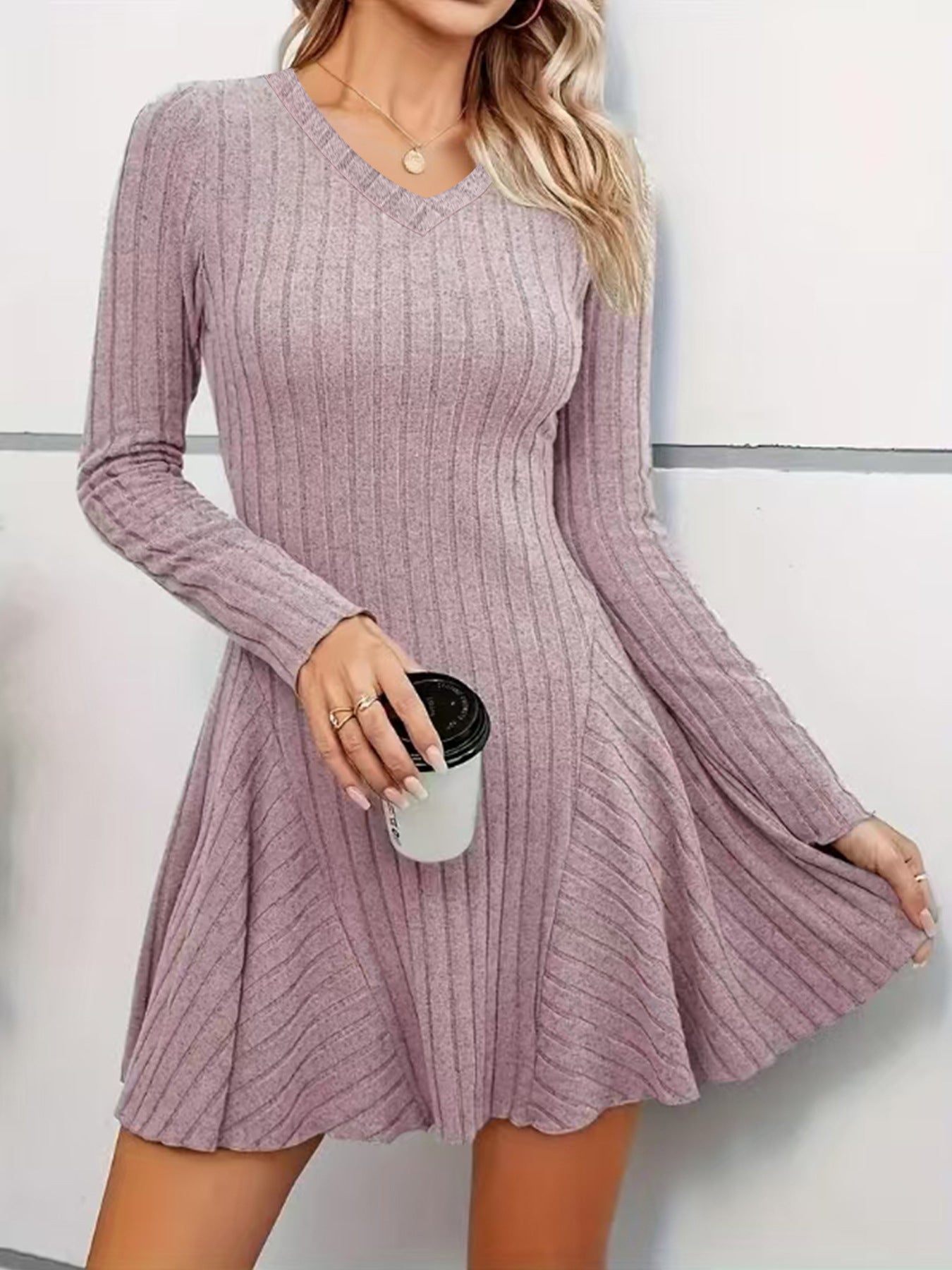 A- Line Style Fashionable Knitted Long Dress