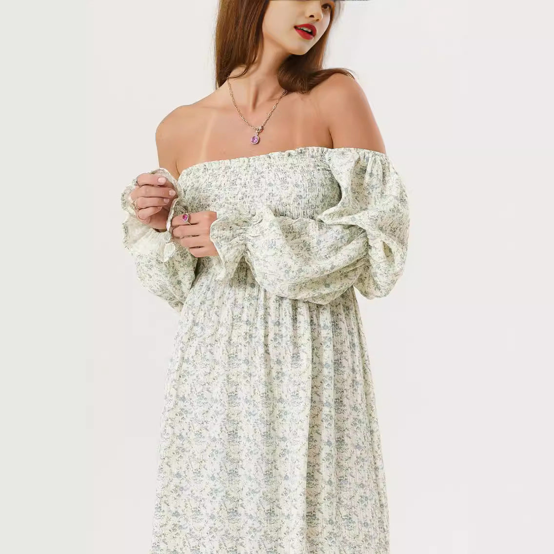 Women's Casual Bell Sleeve Chiffon Dress Spring Dresses
