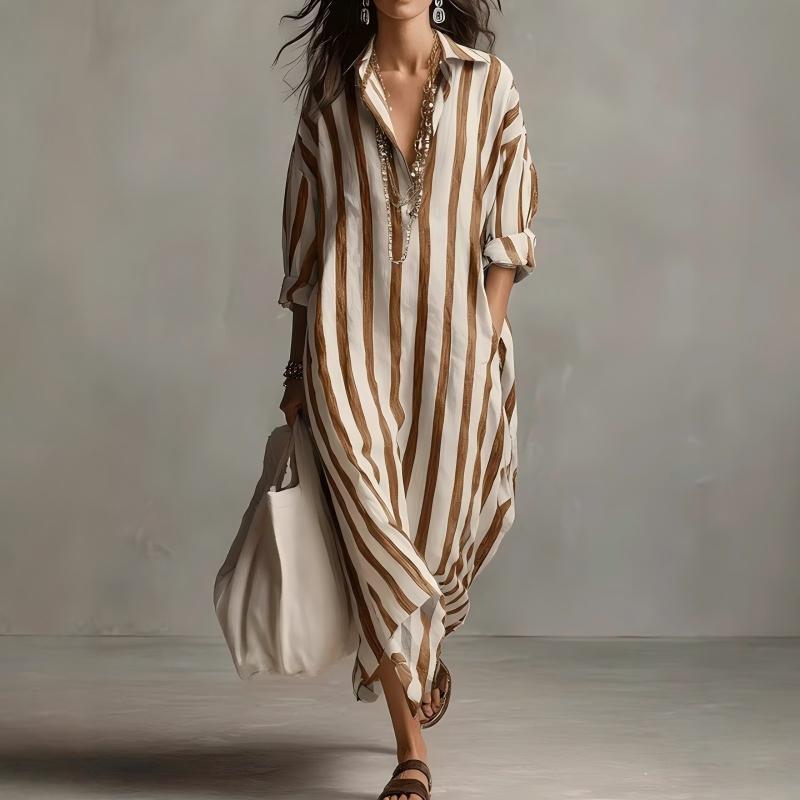 Popular Fashion Loose Long Printed Shirt Dress