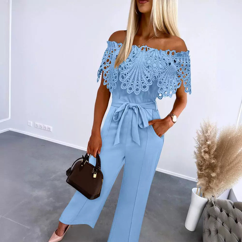 New Summer Lace Book Cloth Belt Pants