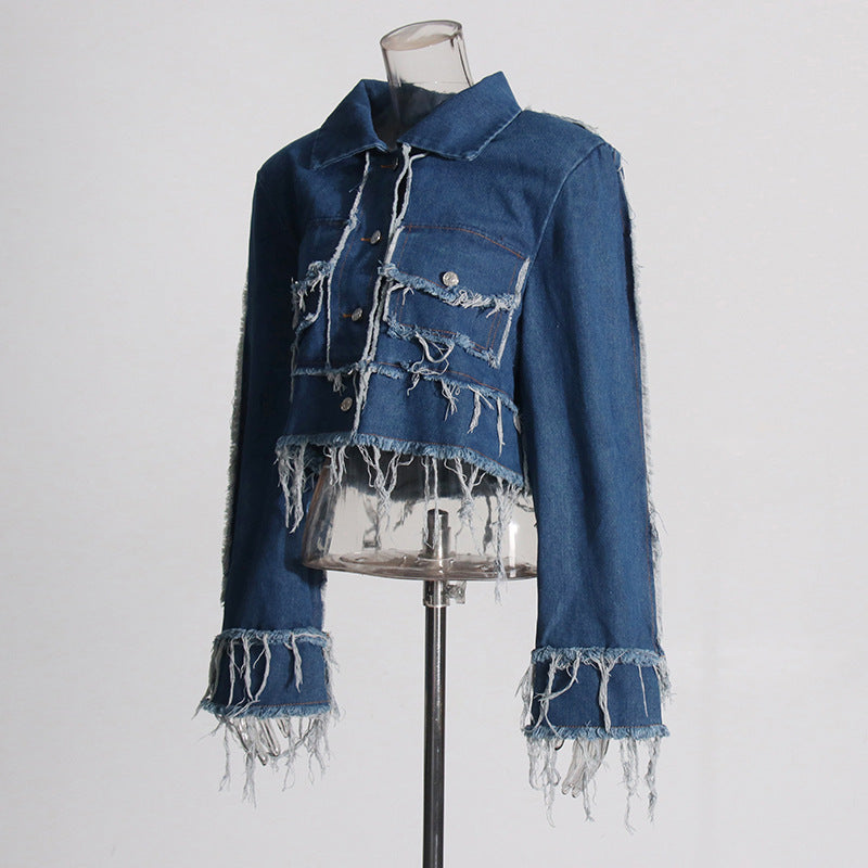 Women's Fashionable Personality Trendy Autumn Blue With Rough Jackets