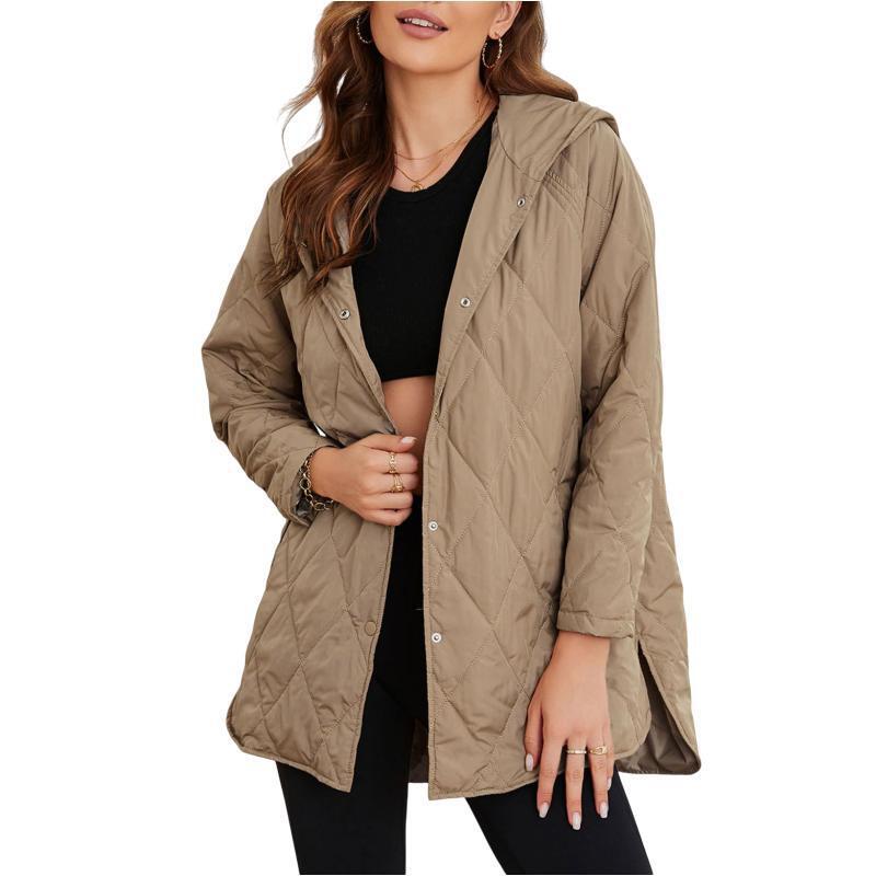 Women's Winter Casual Diamond Quilted Hooded Lightweight Jackets