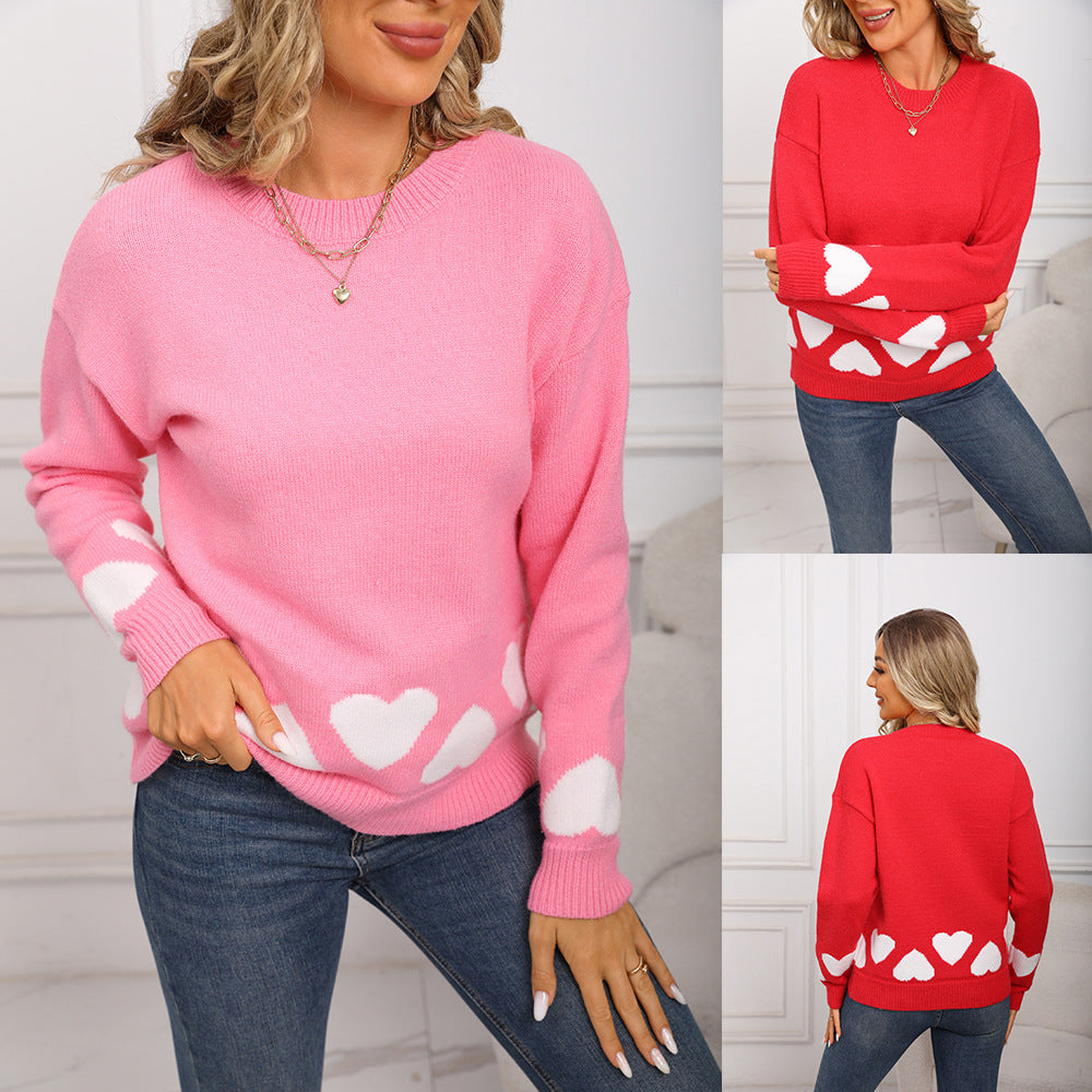 Women's Winter Love Heart Long Sleeve Sweater