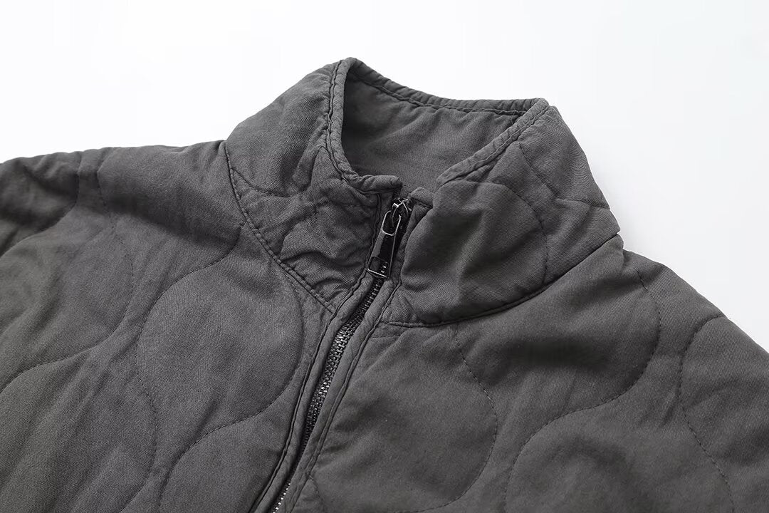 Women's Stand Collar Large Pocket Drawstring Long Coats