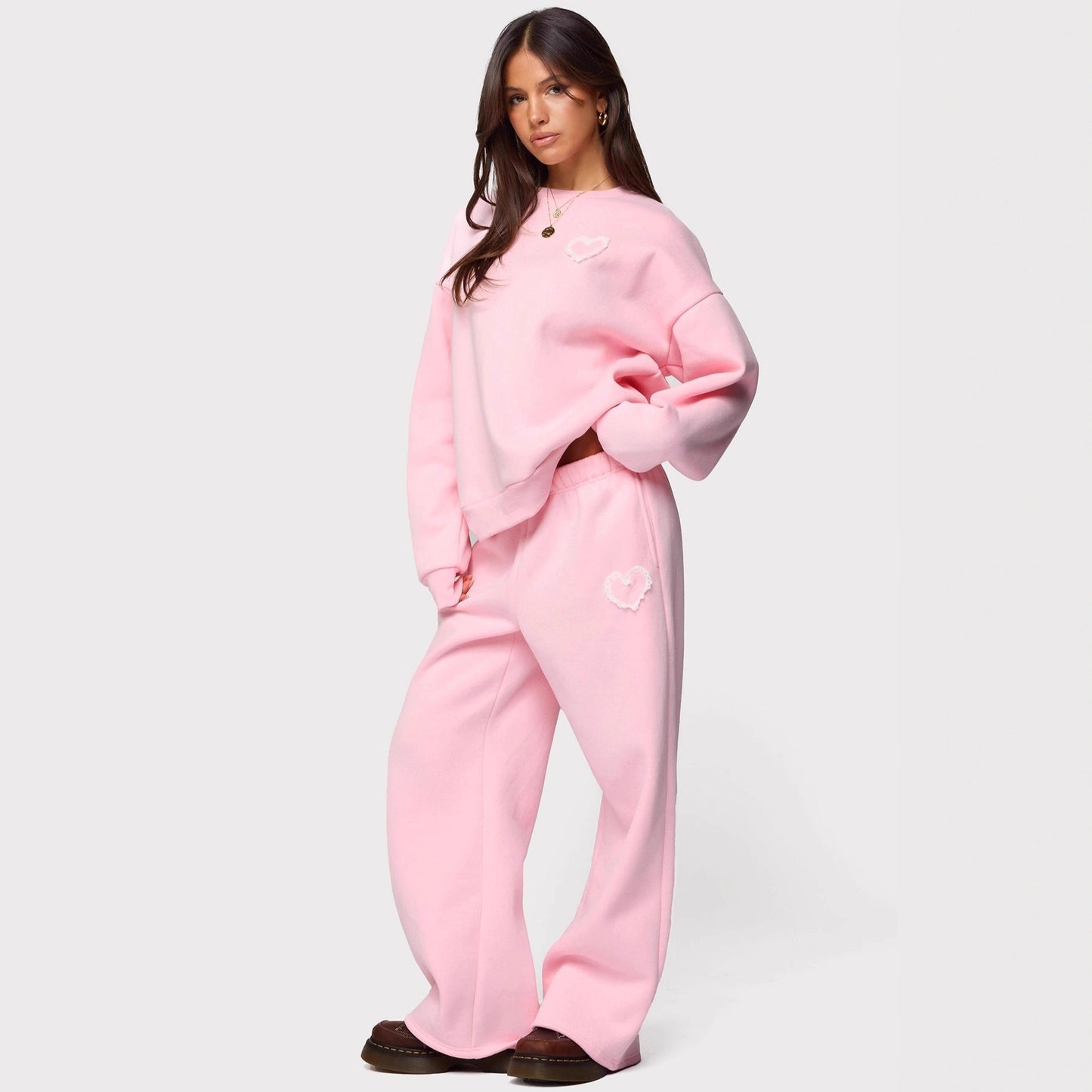 Women's Printing Long Sleeve Pullover Hoodie Two-piece Fashion Casual Suit