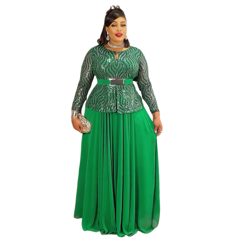 Women's Sequin Banquet Party Formal Dress African Dresses