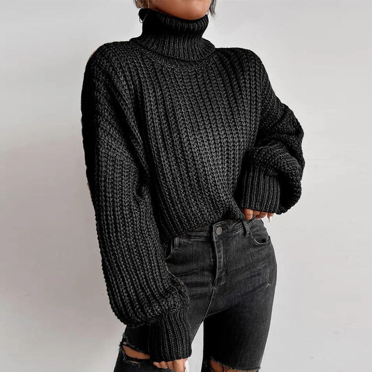 Women's Fashion Knitted Loose Pullover Turtleneck Sweater