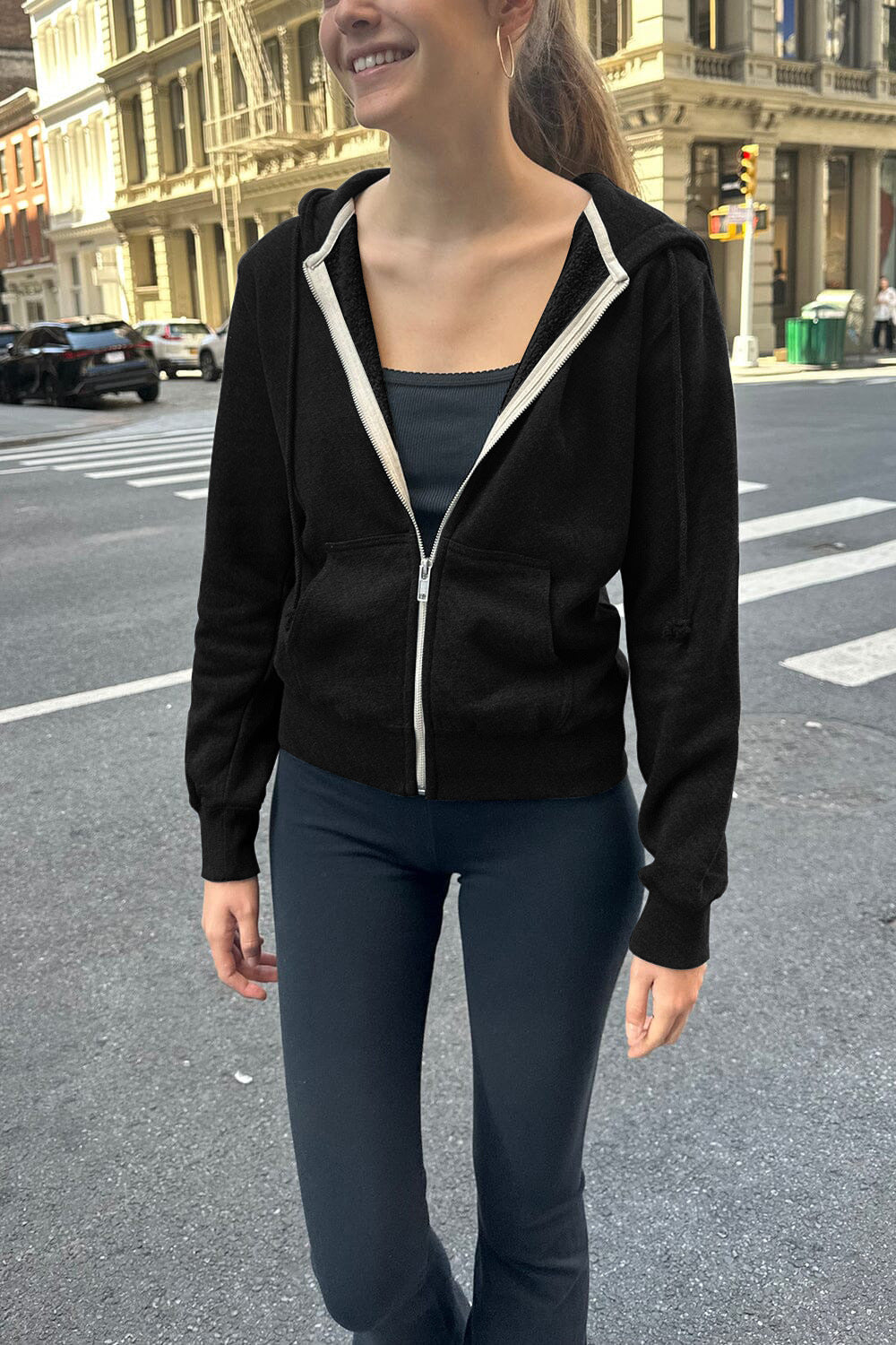 Women's With Zip Autumn Loose Trendy Hooded Long Sleeve Cardigans