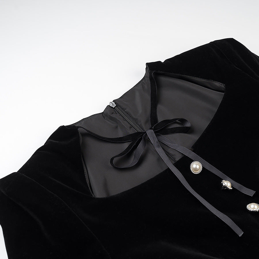Women's Style Long Sleeve Classic Square Collar Lace Up Fashion Dresses