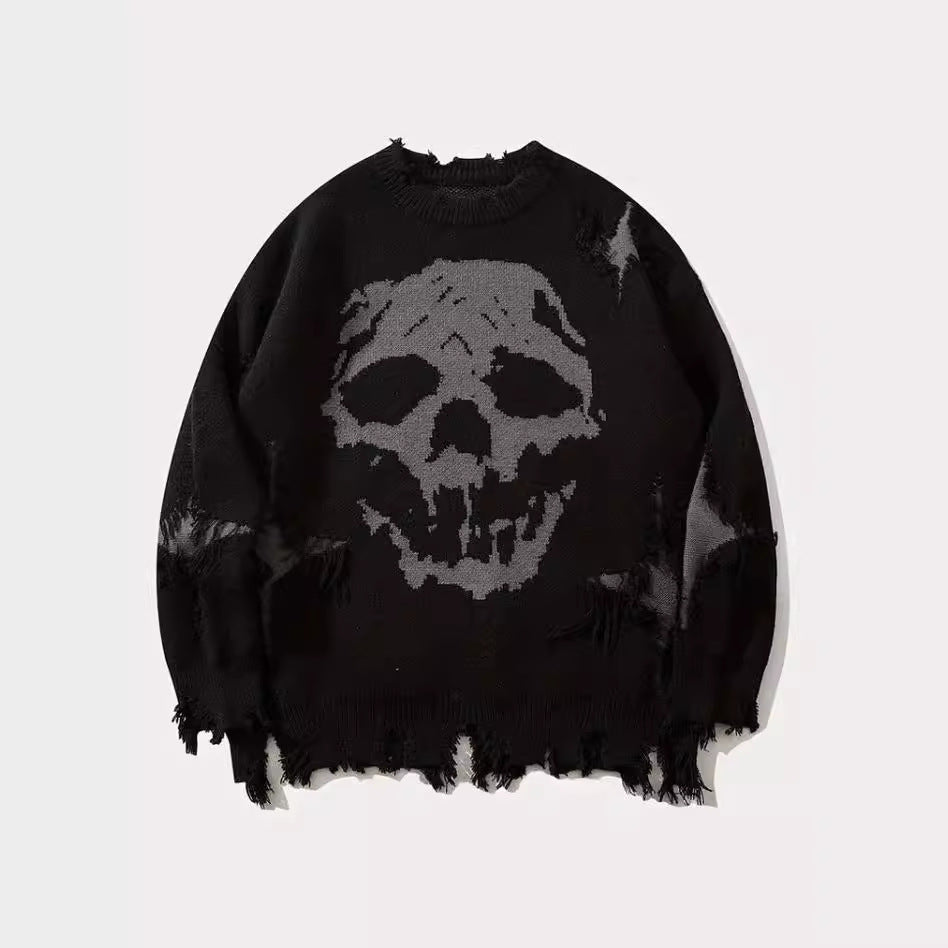 Women's & Men's & Hip Hop Dark Street Skull Jacquard Sweaters