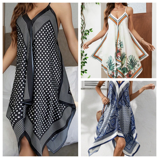 Women's Dotted Prints Brace Vacation Style Fashion Dress